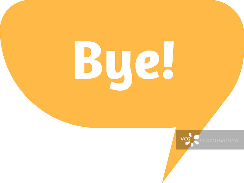 白色背景上的黄色对话气泡显示“再见”图片素材