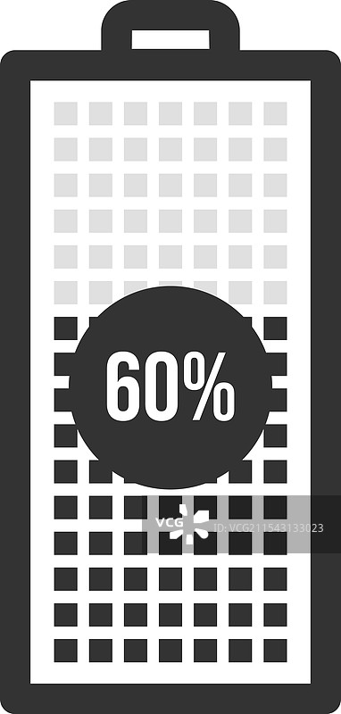 电池图标显示充电量为六十百分之六十。图片素材