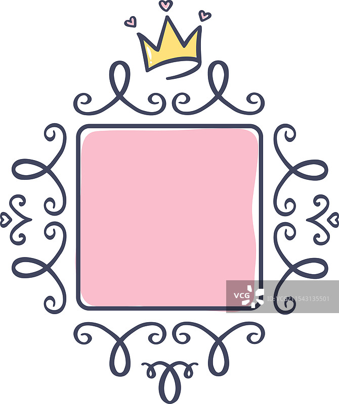 以粉色皇家框架为特色，装饰着一顶王冠图片素材