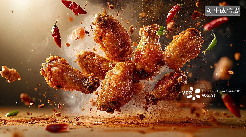 【AI数字艺术】三维虚拟炸鸡图片素材