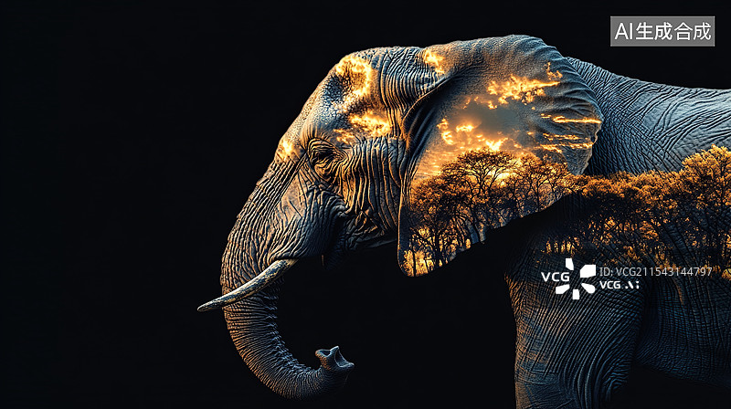 【AI数字艺术】非洲大象图片素材