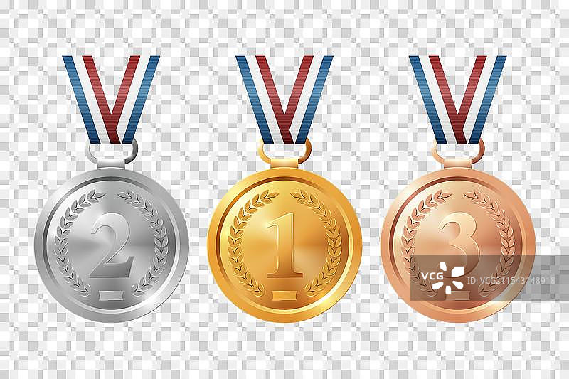逼真的金银铜奖牌图片素材