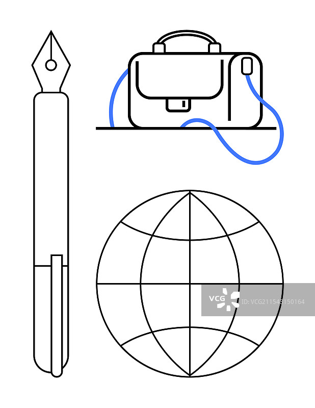 商业工具与全球连接概念的钢笔图片素材