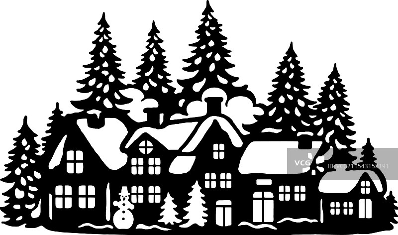 圣诞剪影模板，适用于激光切割或纸张制作图片素材