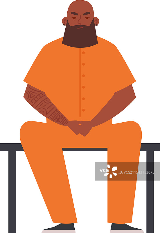 坐在监狱里的男性罪犯图片素材