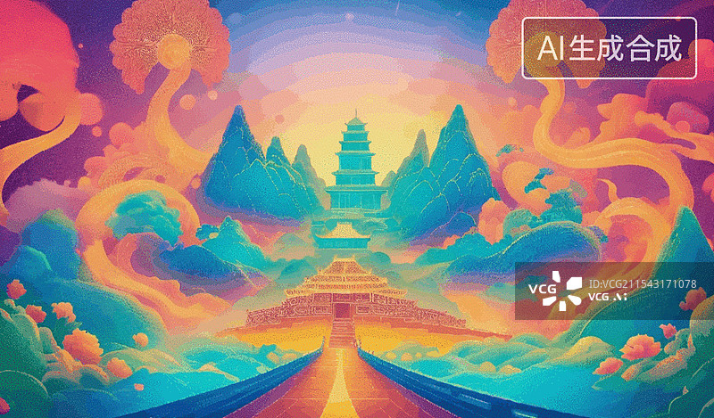 【AI数字艺术】梦幻古塔图片素材