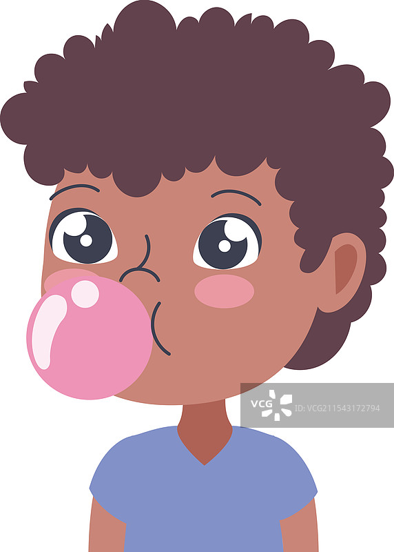 非洲裔男孩嚼着口香糖图片素材