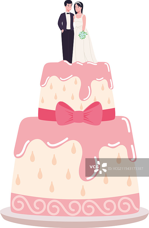 婚礼蛋糕与新人图片素材