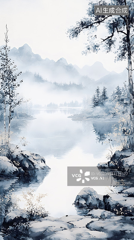 【AI数字艺术】AGC：古风写意水墨 山水画图片素材