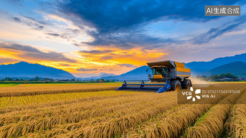 【AI数字艺术】农田收割农业丰收图片素材