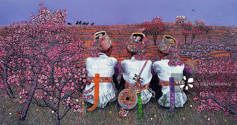 《春山如笑》套色木刻图片素材