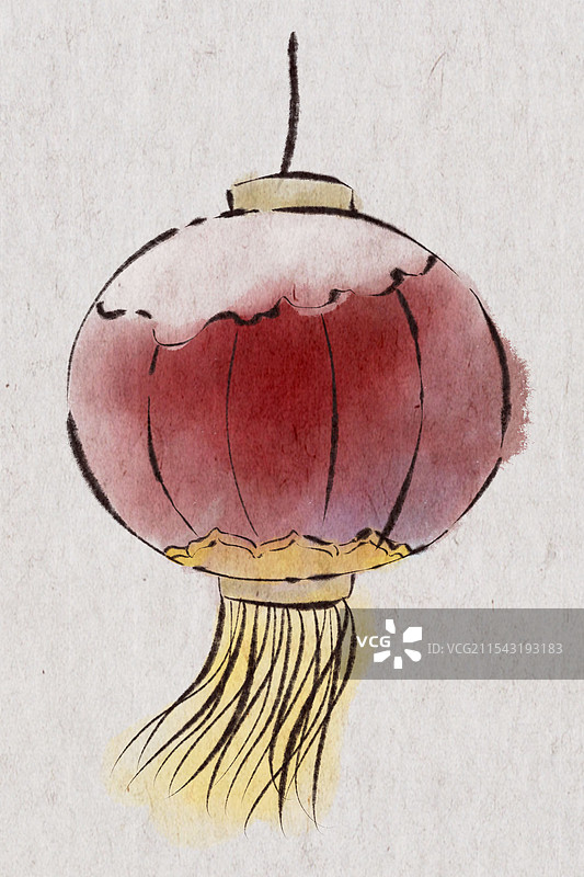 手绘过年大学中的红灯笼图片素材