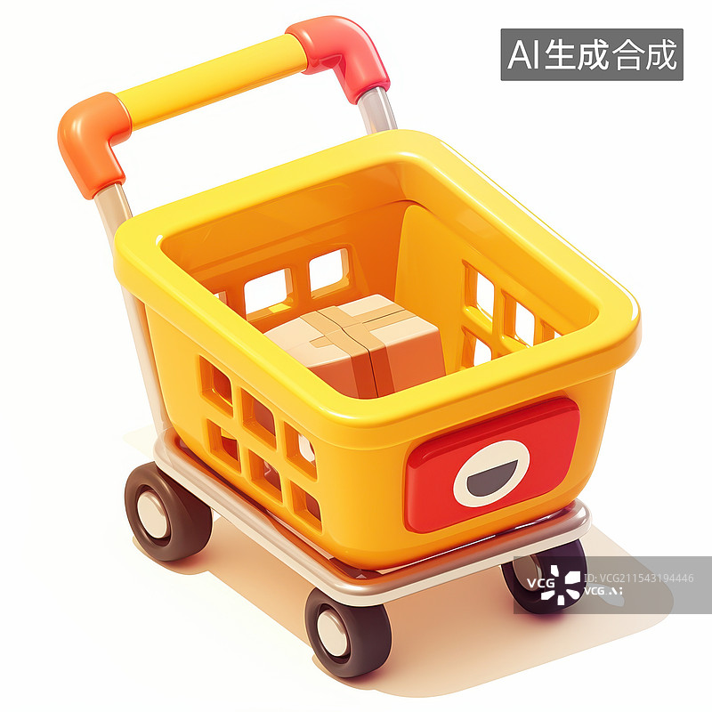 【AI数字艺术】卡通购物车3D渲染C4D立体图标卡通插画图片素材