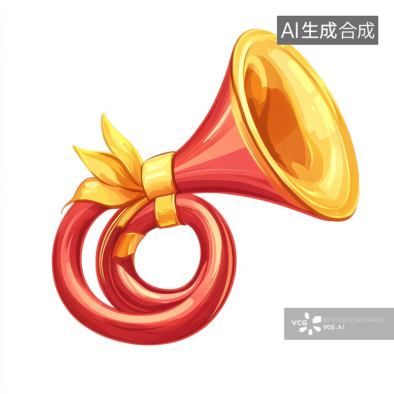 【AI数字艺术】卡通小号乐器卡通插画图片素材