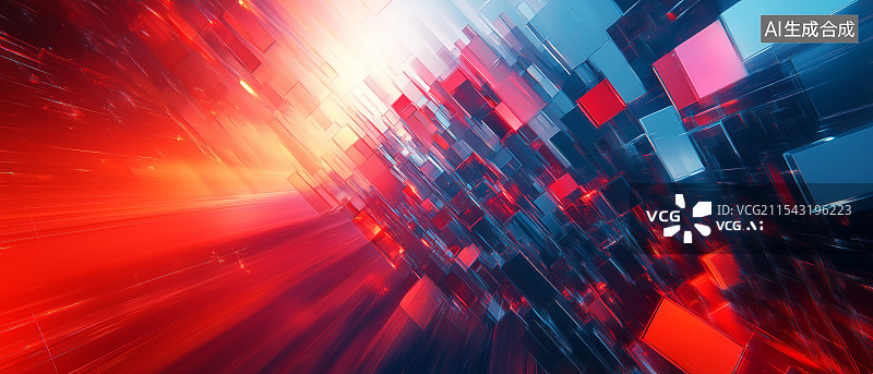 【AI数字艺术】创意视觉科技透视格子光线特效背景图片素材