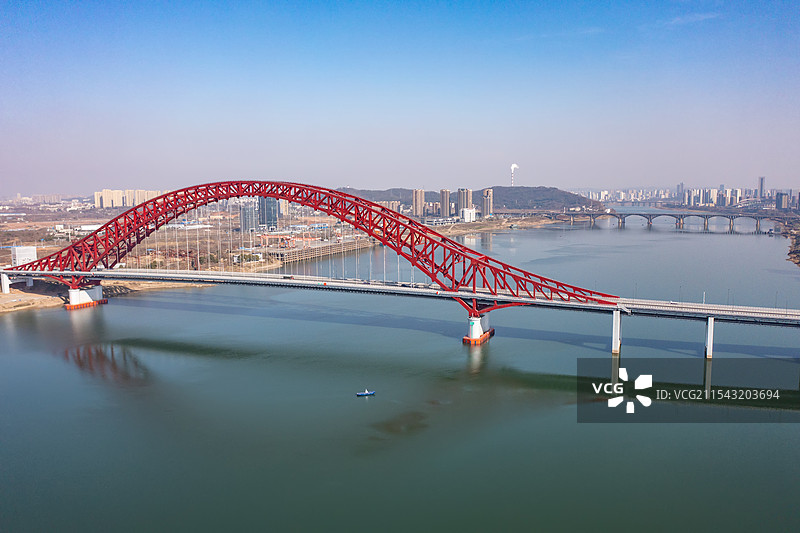 航拍湖南株洲清水塘大桥图片素材