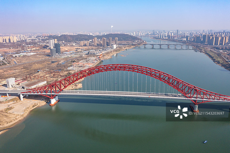 航拍湖南株洲清水塘大桥图片素材