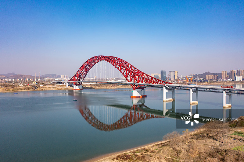 航拍湖南株洲清水塘大桥图片素材