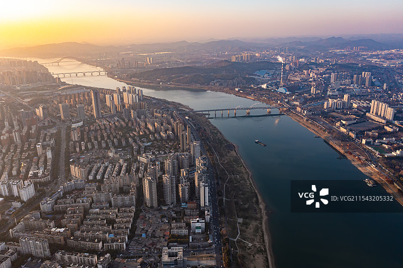 航拍湖南株洲城市风光图片素材
