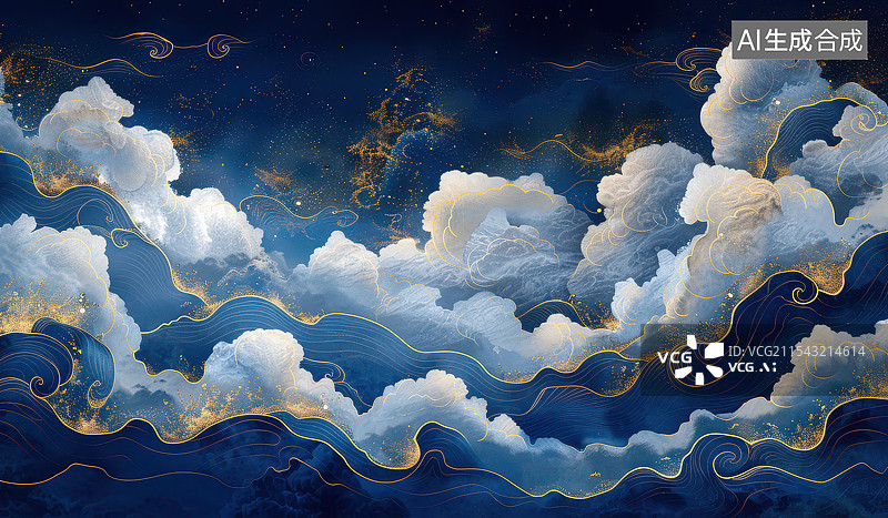 【AI数字艺术】水墨画群山背景图图片素材