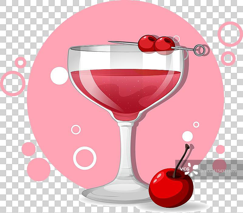 樱桃装饰的鸡尾酒杯艺术风格图像图片素材