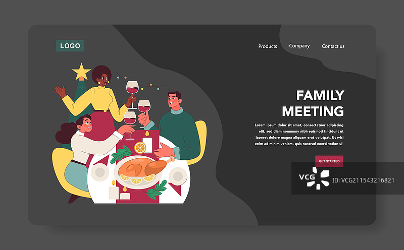 角色们在黑暗中庆祝圣诞节和新年图片素材