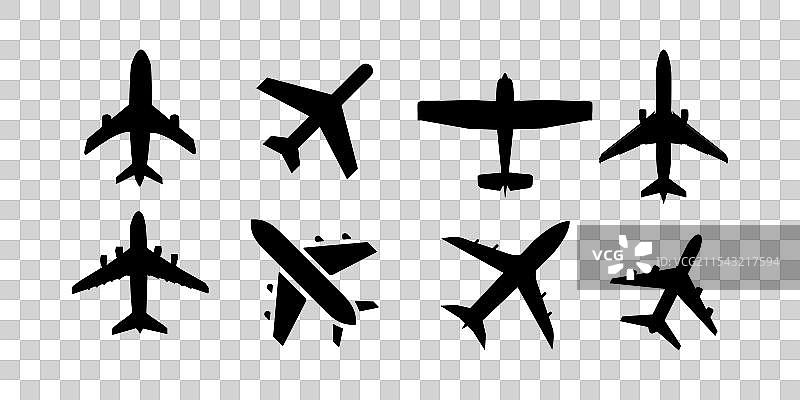 各种类型飞机的轮廓大集合图片素材