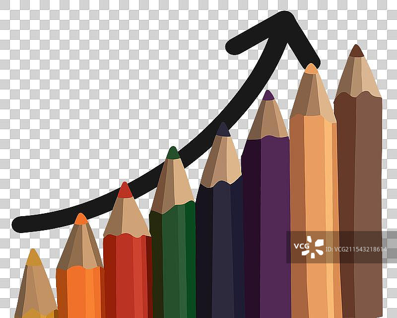 五颜六色的铅笔堆叠在一起，展示出成长的象征图片素材