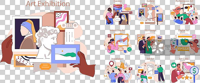 博物馆或艺术画廊展览中的参观者图片素材