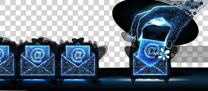 数字化手将字母放入信封中图片素材