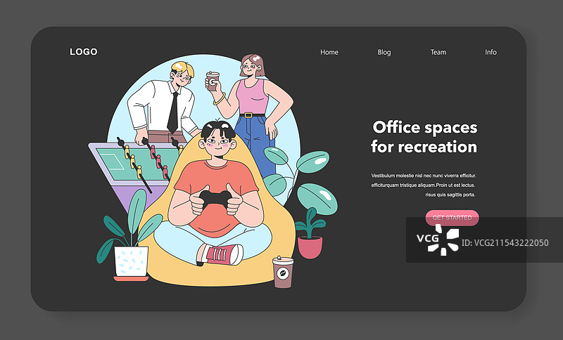 现代办公室休息时间场景扁平化设计图片素材
