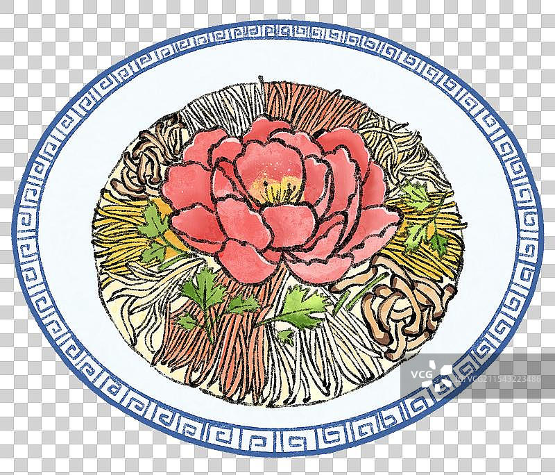 河南洛阳美食国风插画-牡丹燕菜图片素材