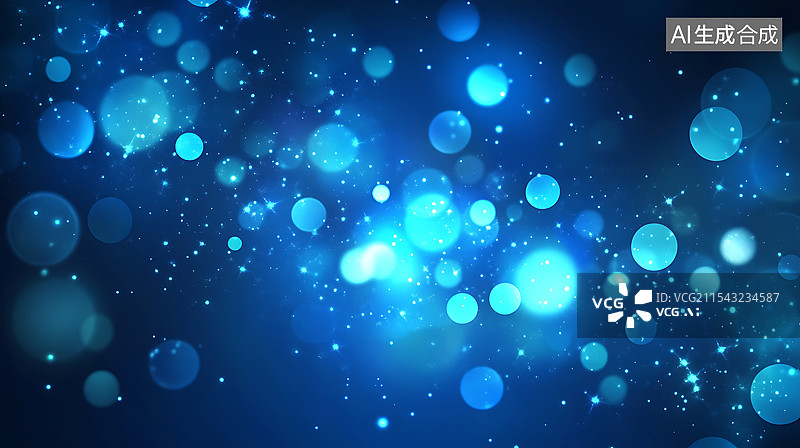 【AI数字艺术】蓝色虚化散焦光斑闪光背景图片素材