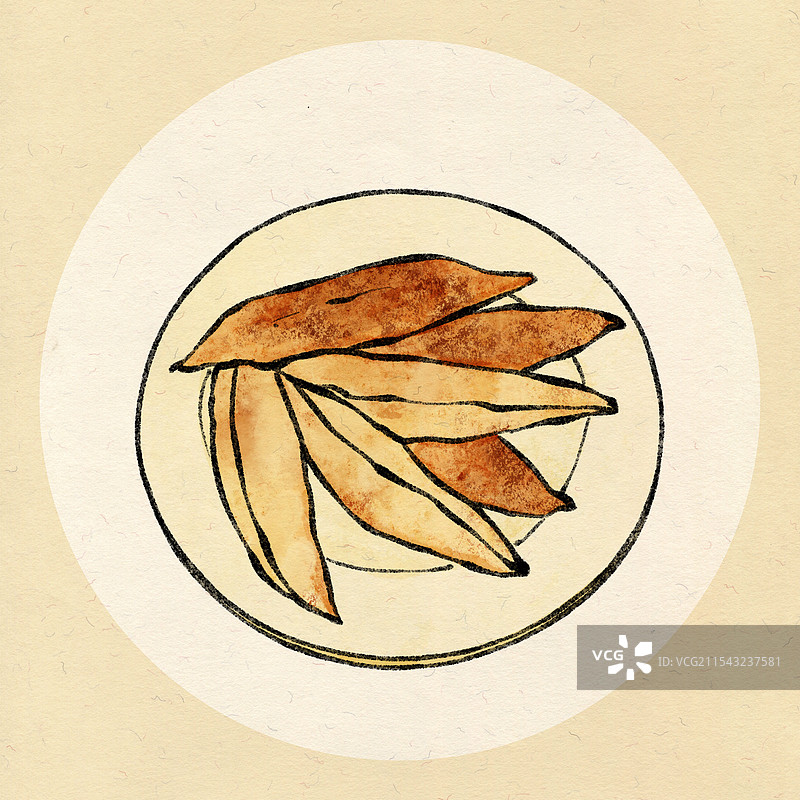 河南洛阳美食国风插画-小街锅贴图片素材