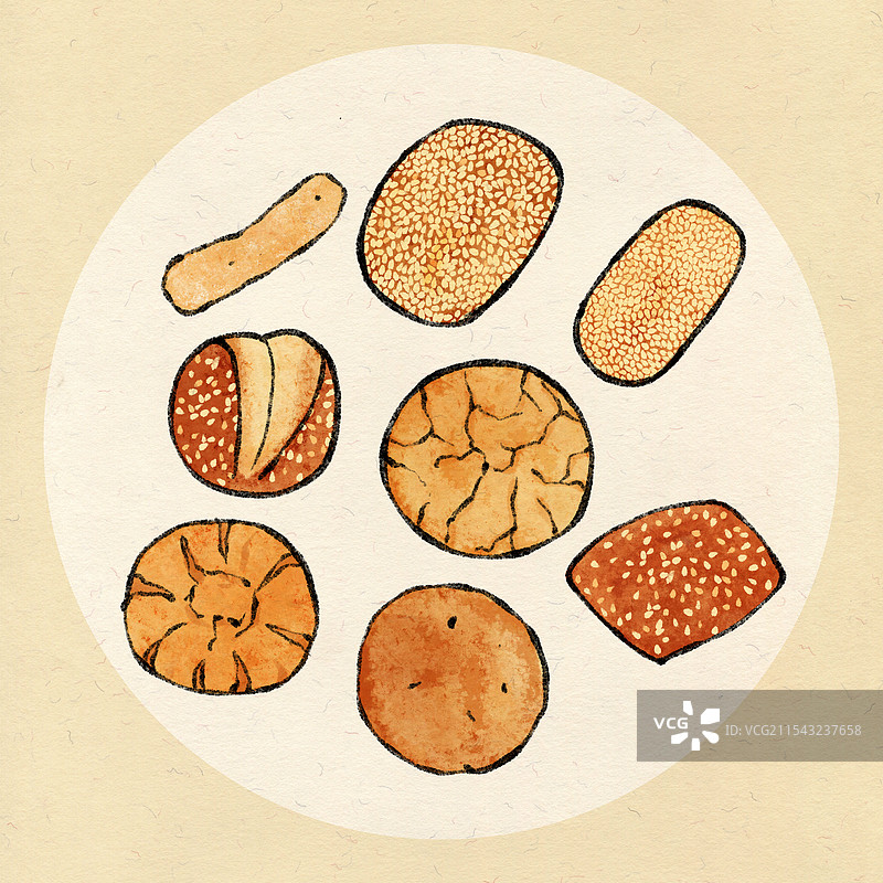 河南洛阳美食国风插画-洛阳老八件图片素材