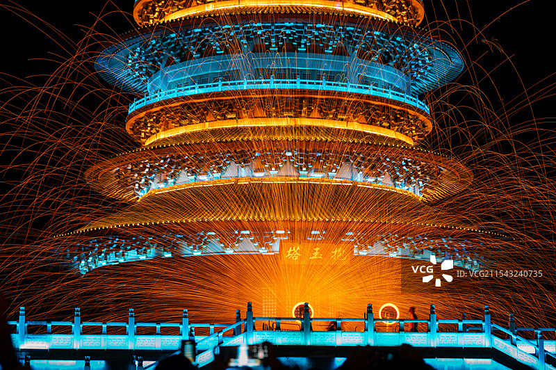 婺女洲打铁花图片素材