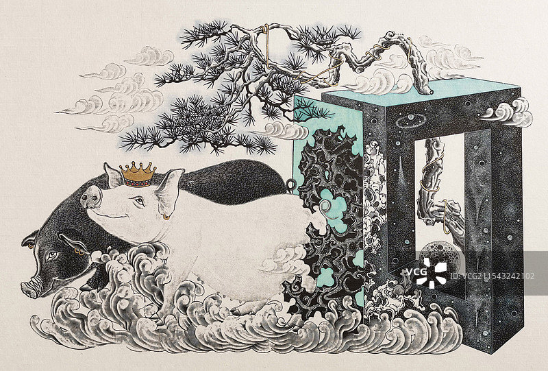 《诸事如意》木口木刻图片素材