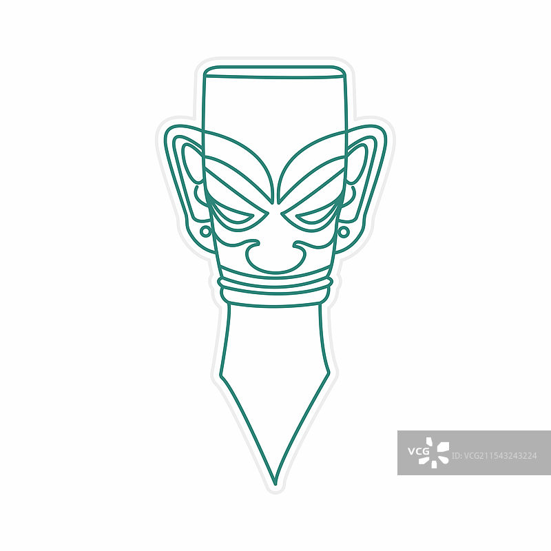 三星堆商青铜人头像线描图片素材