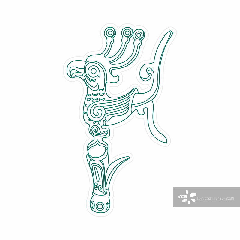 三星堆商青铜神树枝头花蕾及铜鸟图片素材