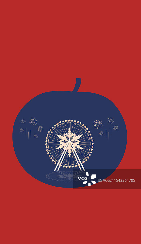 哈尔滨特产冻梨与冰雪大世界摩天轮一带一路丝绸之路亚冬会旅游高端创意插画图片素材