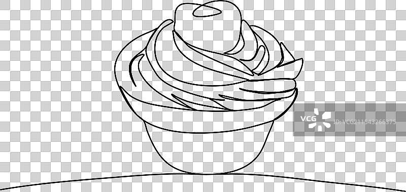 杯形蛋糕的一笔画图片素材