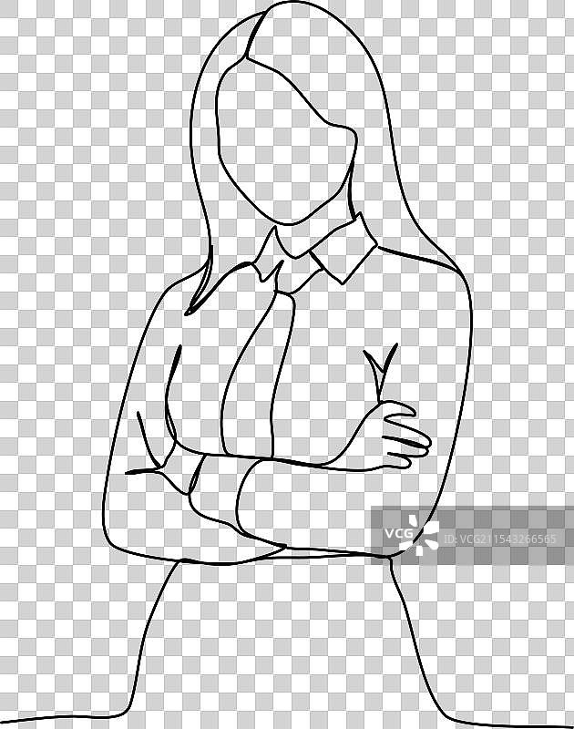 一笔画的商务套装女性图片素材
