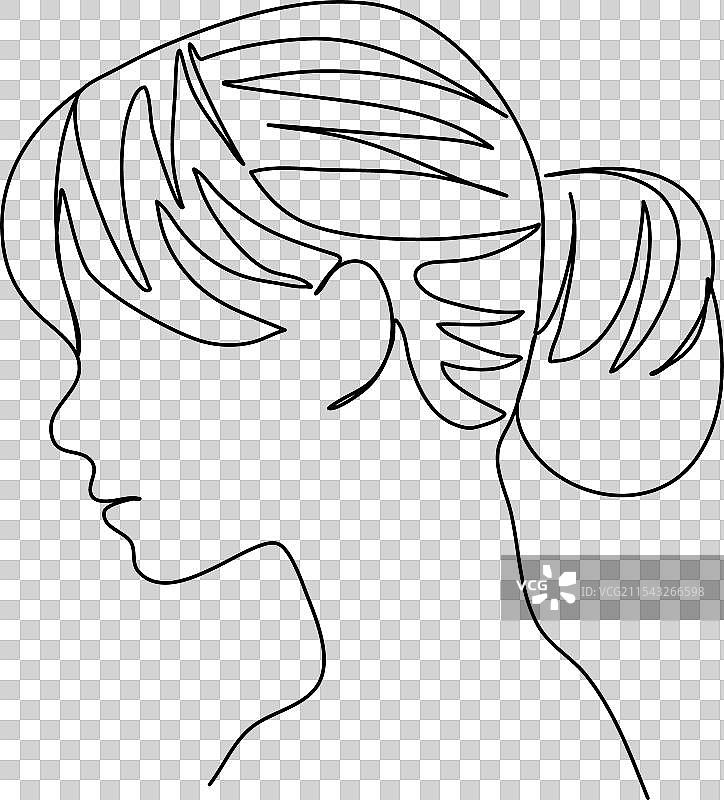 侧面女性脸部一笔画图片素材