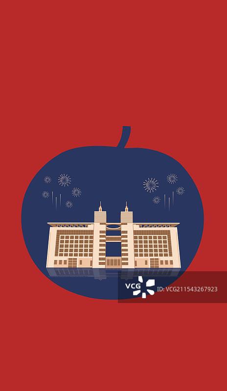 哈尔滨特产冻梨与哈尔滨亚冬大厦一带一路丝绸之路亚冬会旅游黑金高端创意插画图片素材