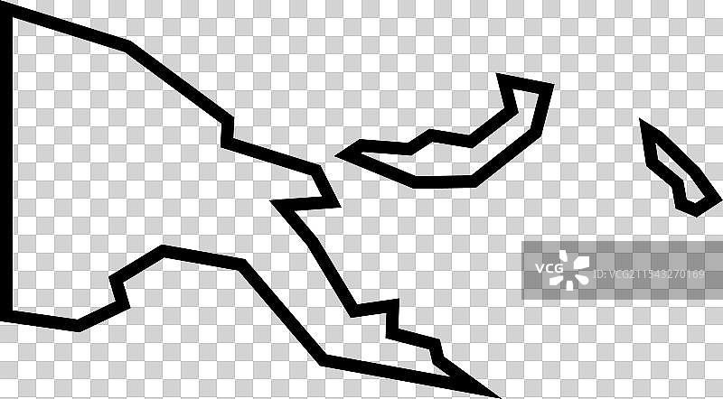 巴布亚新几内亚国家地图，粗线轮廓图片素材