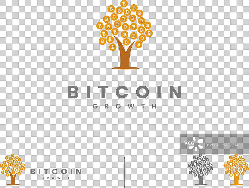 比特币树形标志设计图标，比特币结合图片素材