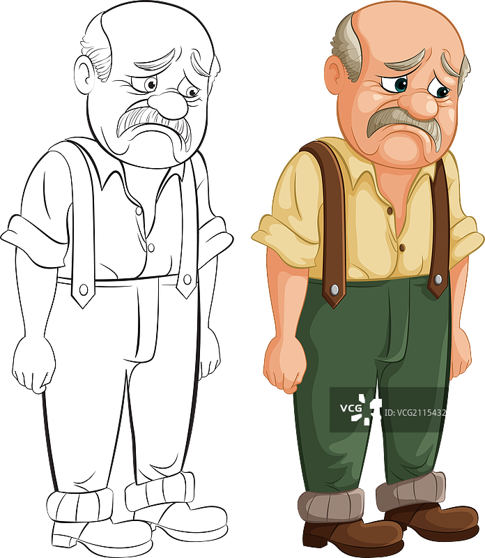 一个沮丧的老年人站着图片素材