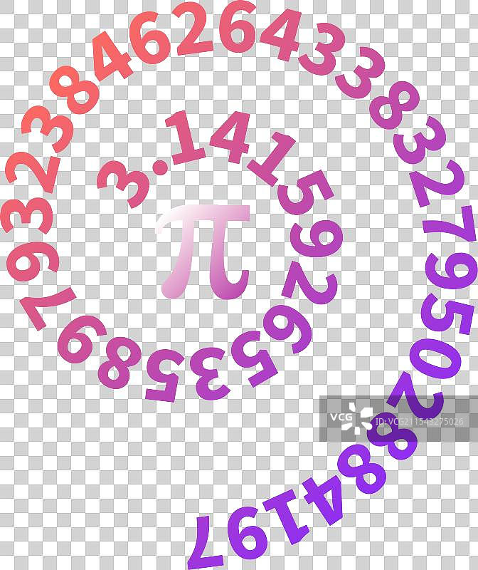 314 - 彩色的圆周率螺旋数学常数图片素材