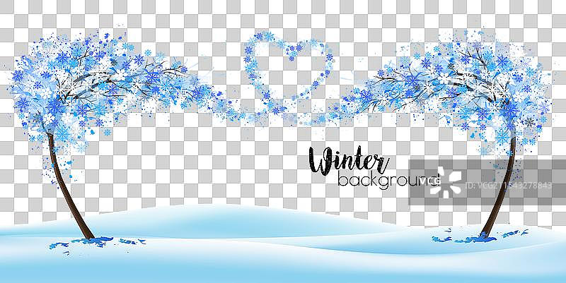 冬季自然背景与风格化树木图片素材