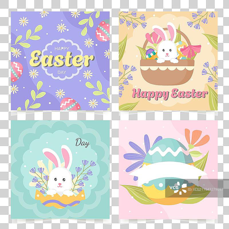 复活节彩蛋和复活节兔子，复活节快乐图片素材